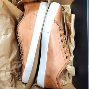 Frye Brett Low Leather Sneaker Cognac Sz 9